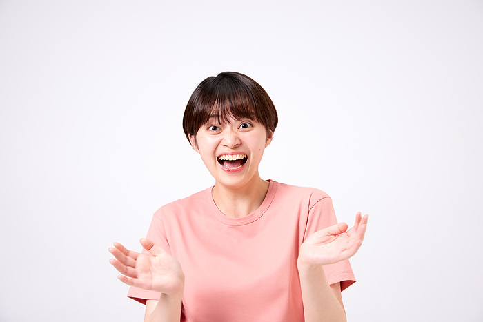 Japanese woman laughing hysterically