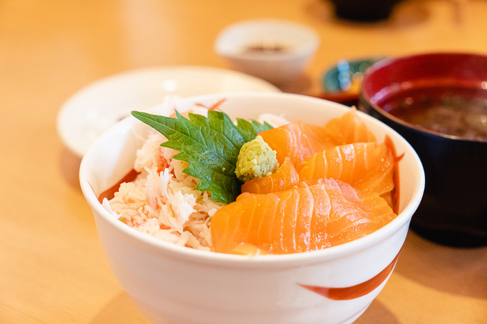 Kaisen-don with salmon and crab