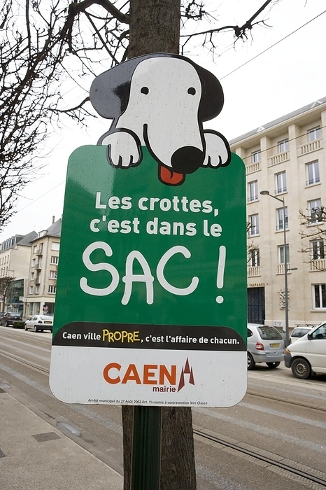 Sign for Dogs, City of Caen in Normandy, by G. Lacz