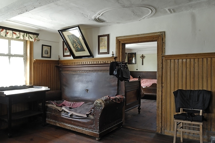 Living room with view into the sleeping chamber, around 1900, hemeroplanes triptolemus (1779), Franconian Open Air Museum, Bad Windsheim, Middle Franconia, Bavaria, Germany, Europe, by Helmut Meyer zur Capellen