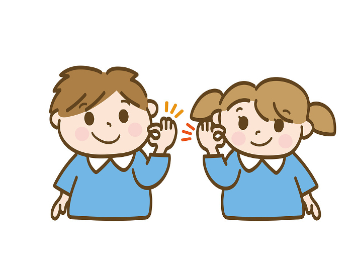 Boy and girl giving the OK sign_siblings of nursery school children