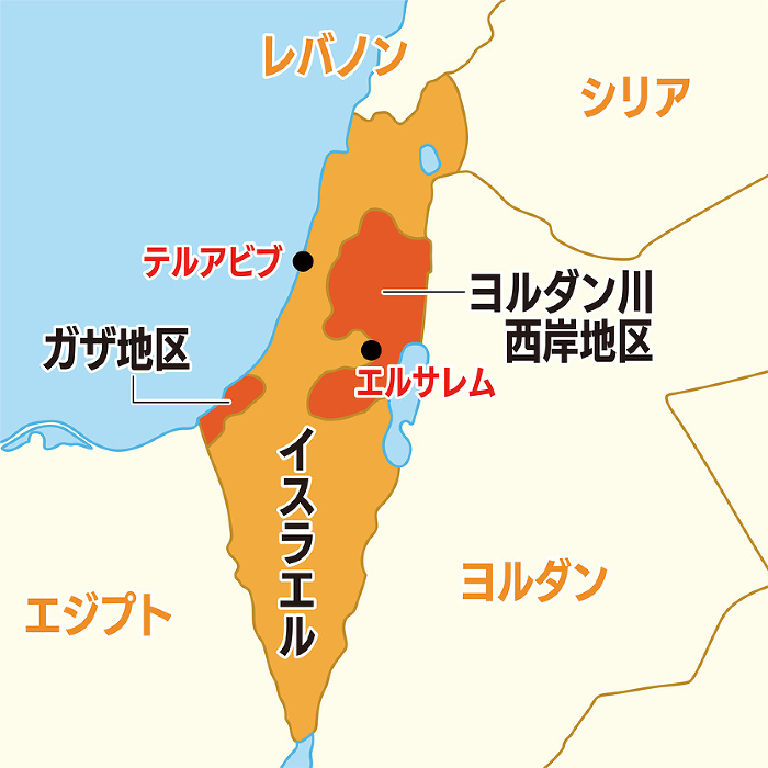 Map of Israel with Japanese place names