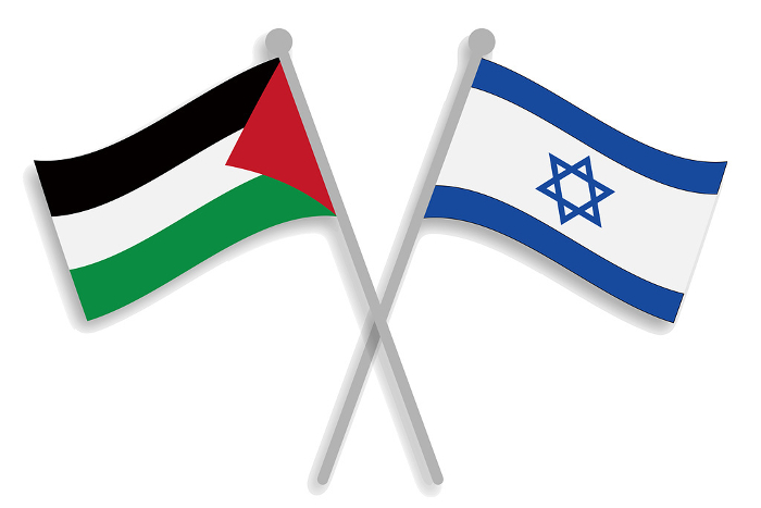 Crossed Israeli and Palestinian flag set