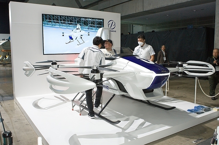 Japan Mobility Show 2023 2023 10 25,Tokyo, Sky Drive Drone at the Japan Mobility Show 2023. The Show will be held from Oct. 28th Nov. 5th in Tokyo Big Sight.   Photo by Michael Steinebach AFLO 