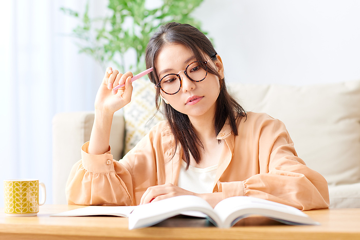 Japanese woman studying