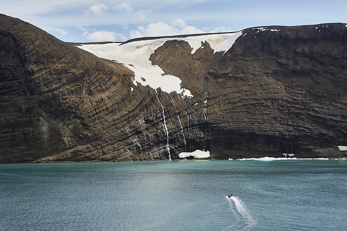 Glacier melting off cliff into ocean, Antarctic Peninsula, Weddell Sea, Antarctica, by Jocelyn Michel