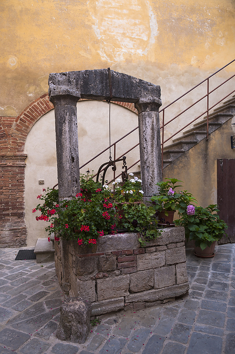 Val d Orcia, Italy Old Well in courtyard, San Quirico d Orcia, Val d Orcia, Province of Siena, Tuscany, Italy, by Alberto Biscaro   Design Pics