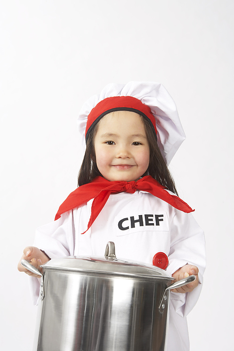 Little Girl Dressed Up as a Chef Holding a Pot, by Edward Pond / Design Pics