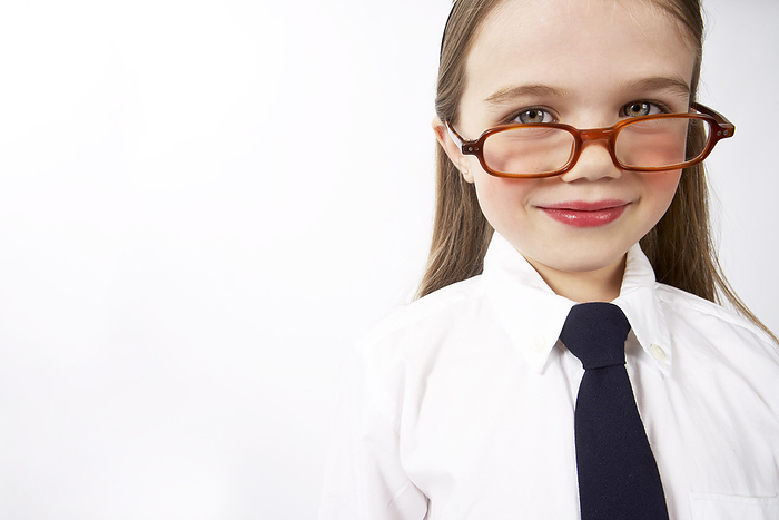 Girl Looking over Glasses, by Edward Pond / Design Pics