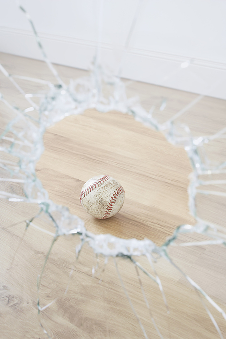 Baseball and Broken Window, by photo division / Design Pics