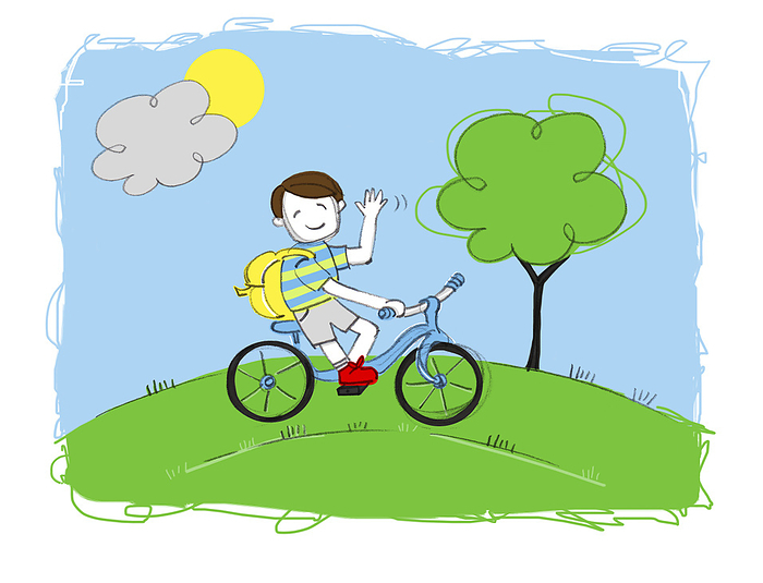 Illustration of Boy Riding a Bike, by Lisa Brdar / Design Pics