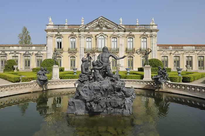 Statue of Neptune in Fountain at Palacio Nacional de Queluz, Queluz, Sintra, Lisbon, Portugal, by Martin Ruegner / Design Pics