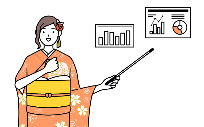 Analyzing the performance graphs, women in furisode (long-sleeved kimono), New Year's Day, coming-of-age ceremonies, graduation ceremonies, weddings, and so on.