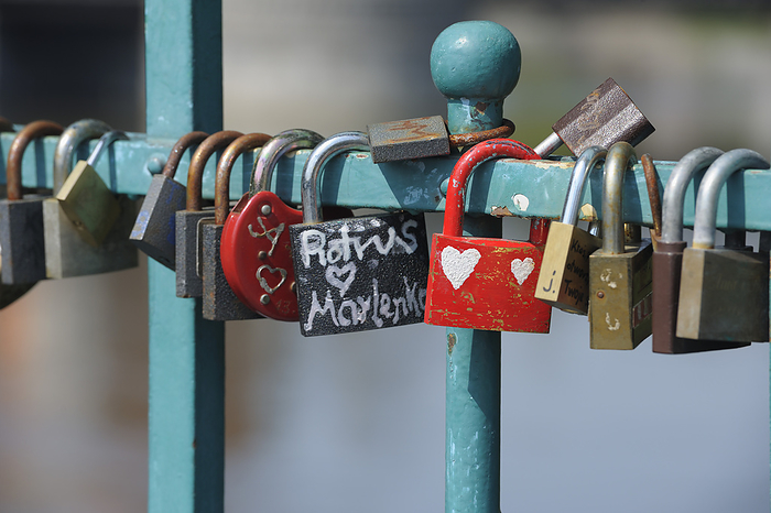 Close-up of Locks of Love, Wroclaw, Lower Silesian Voivodeship, Poland, by Raimund Linke / Design Pics