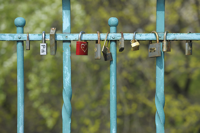 Close-up of Locks of Love, Wroclaw, Lower Silesian Voivodeship, Poland, by Raimund Linke / Design Pics