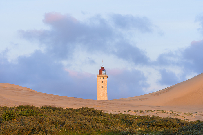 Lighthouse and Dunes at Dawn, Rubjerg Knude, Lokken, North Jutland, Denmark, by Raimund Linke / Design Pics