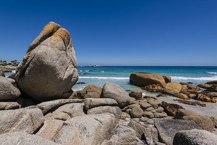 Large boulders and sandy beach at Clifton Beach on the Atlantic Ocean in Cape Town; Cape Town, Western Cape, South Africa, by Alberto Biscaro / Design Pics