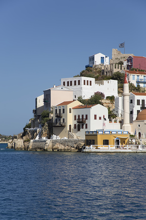 Buildings at harbor entrance of the historical island of Kastellorizo (Megisti) Island; Dodecanese Island Group, Greece, by Richard Maschmeyer / Design Pics