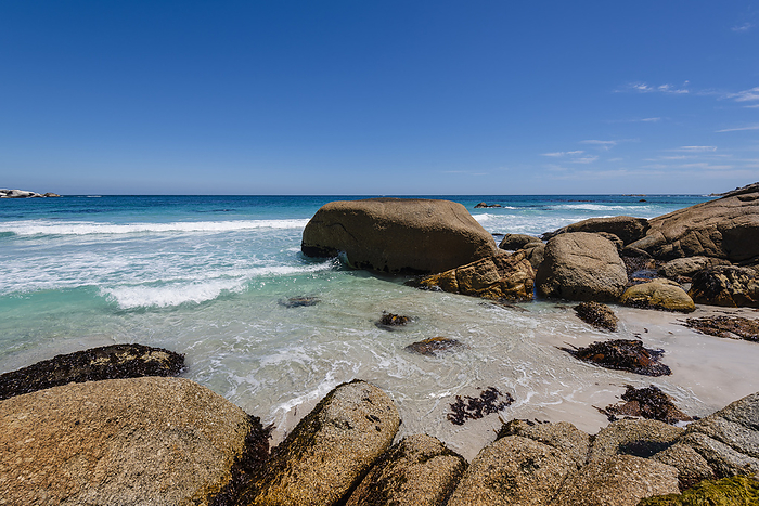 Cape Town, Republic of South Africa Large boulders and sandy beach at Clifton Beach on the Atlantic Ocean in Cape Town  Cape Town, Western Cape, South Africa, by Alberto Biscaro   Design Pics