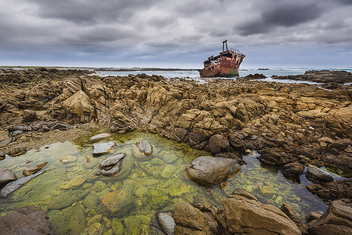 Republic of South Africa Shipwreck of the Meisho Maru No. 38 on the beach at Cape Agulhas in Agulhas National Park  Western Cape, South Africa, by Alberto Biscaro   Design Pics