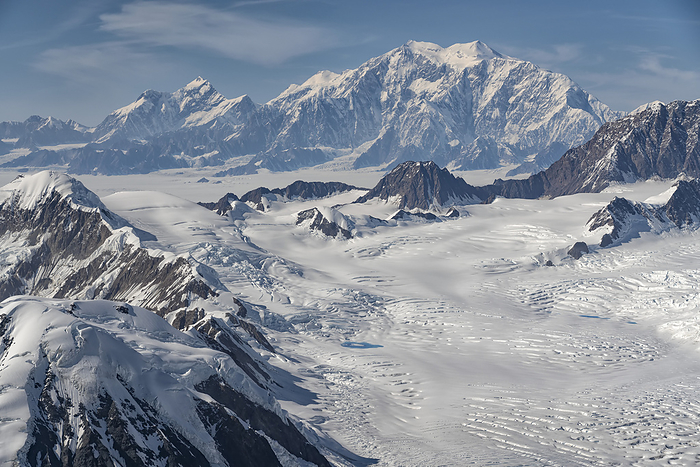 Kluane National Park, Canada Aerial photo of Kluane National Park, with snow covered mountains making up the landscape and Mount Logan looms in the distance  Haines Junction, Yukon, Canada, by Robert Postma   Design Pics