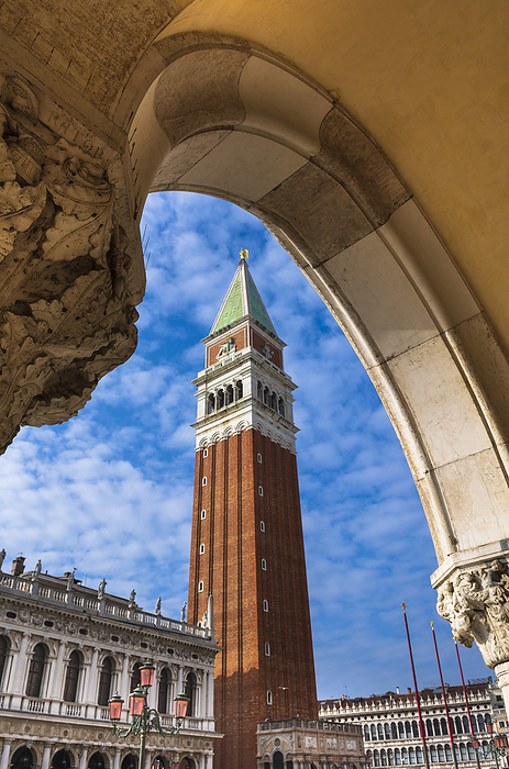 Piazza San Marco, Venice View of St Mark s Campanile through an archway in Piazza San Marco in Veneto  Venice, Italy, by Alberto Biscaro   Design Pics