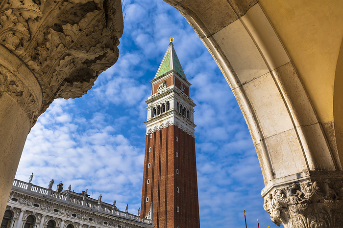 Piazza San Marco, Venice View of St Mark s Campanile through an archway in Piazza San Marco in Veneto  Venice, Italy, by Alberto Biscaro   Design Pics