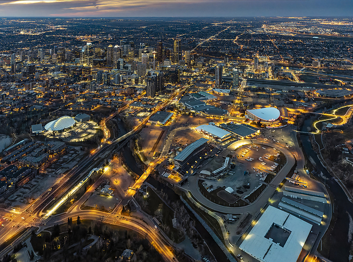 Calgary, Canada Aerial evening view of downtown Calgary, Alberta, Canada  Calgary, Alberta, Canada, by Rick Boden   Marilyn Ledingham   Design Pics