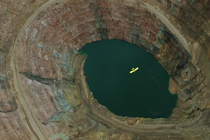 Aerial view of an ultralight plane flying over a mine; Casa Grande, Arizona, United States of America, by Joel Sartore Photography / Design Pics