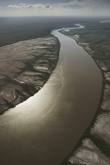 Aerial view of river and mud flats; Wyndham,  Australia, by Randy Olson / Design Pics