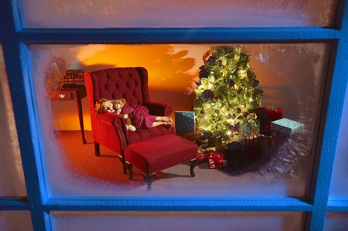 Girl Sleeping In House Decorated For Christmas, by Don Hammond / Design Pics