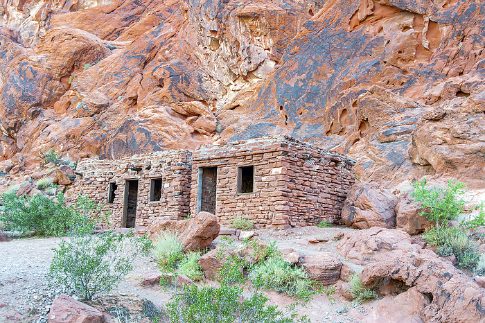 Historic stone lodge in the Valley of Fire State Park, Nevada, USA; Nevada, United States of America, by Bill Brennan / Design Pics