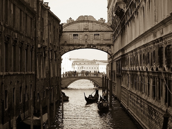 Gondola's Floating Under The Bridge Of Sighs; Venice, Italy, by Keith Levit / Design Pics