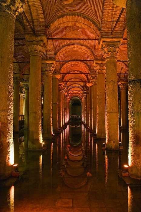 Basilica Cistern, Istanbul, Turkey; Ancient Underground Cistern, by Carson Ganci / Design Pics