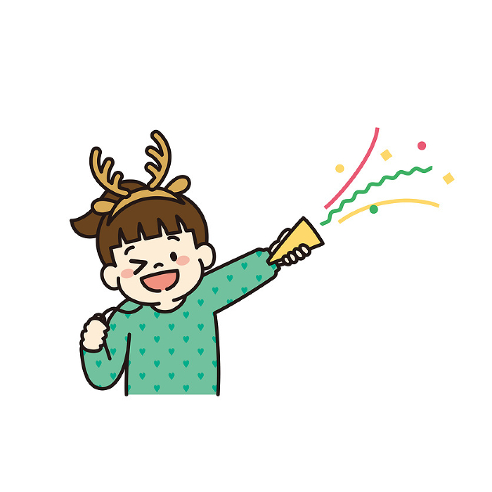 Clip art of child having a Christmas party Cracker