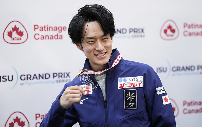 Skate Canada Day 2 Sota Yamamoto of Japan pose during a news conference at the ISU figure skating Skate Canada competition on October 28, 2023 in Vancouver, Canada.  Photo by Mathieu Belanger AFLO 