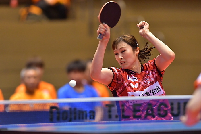 Headline 2023 24 T.LEAGUE Reina Aso  Red Elf , OCTOBER 29,2023   Table tennis: 2023 24 Nojima T.LEAGUE between Top Otome Pingpongs Nagoya   Nippon Life Red Elf  Match 3  in Nishio City,Aichi,Japan.  Photo by Top Otome Pingpongs Nagoya T.REAGUE AFLO  