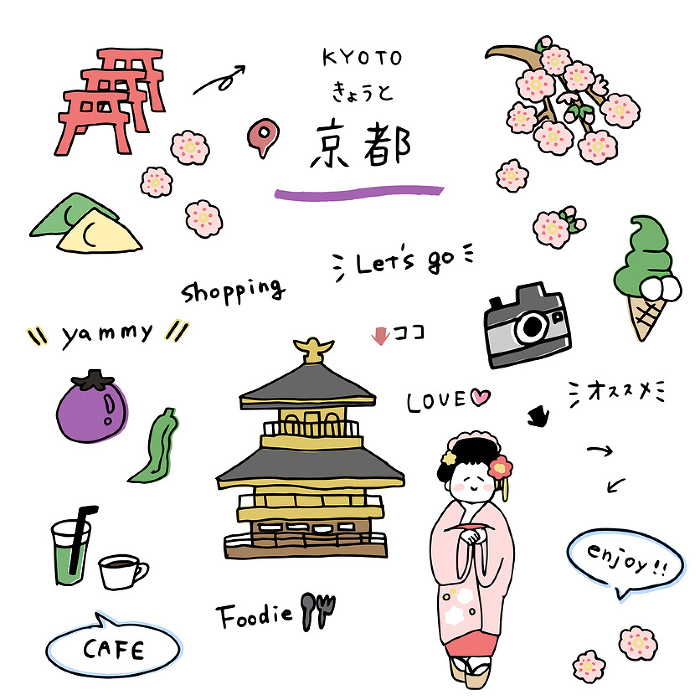 Kyoto hand-drawn icon set