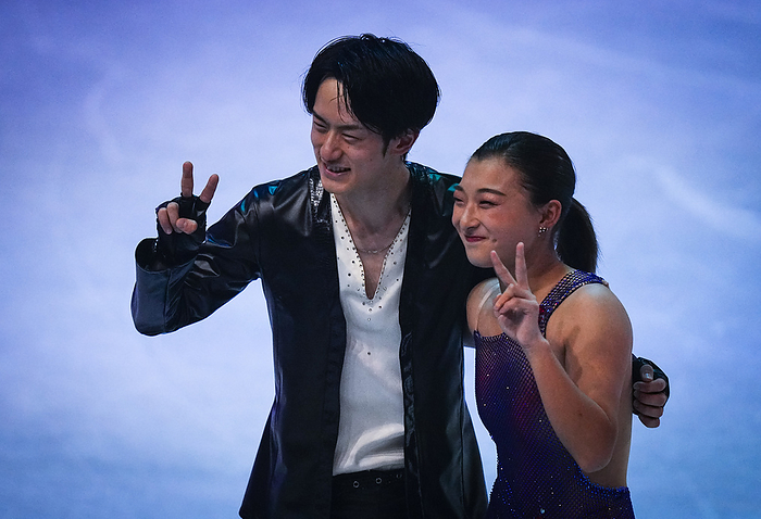 Skate Canada Day 3 Kaori Sakamoto of Japan and Sota Yamamoto of Japan pose during the exhibition gala at the ISU figure skating Skate Canada competition on October 29, 2023 in Vancouver, Canada.  Photo by Mathieu Belanger AFLO 