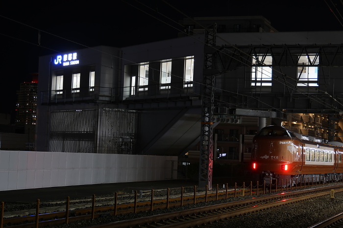 JR West] Maya Station and Series 273 at night (JR Kobe Line: Maya Station)