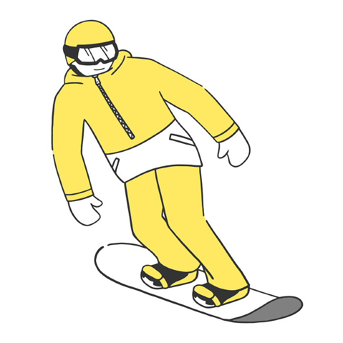 Clip art of man sliding vertically on snowboard.