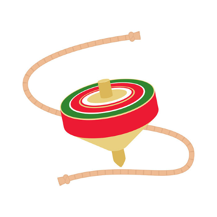 Clip art of Komaneshi(spinning top) Color without line
