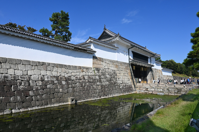 Nijo Castle East Main Gate, a World Heritage Site in Kyoto City under clear autumn skies