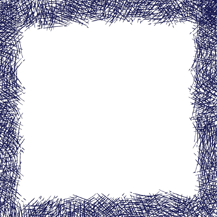 Hand drawn frame made of dark blue rough lines - dark, gloomy, negative emotion image material