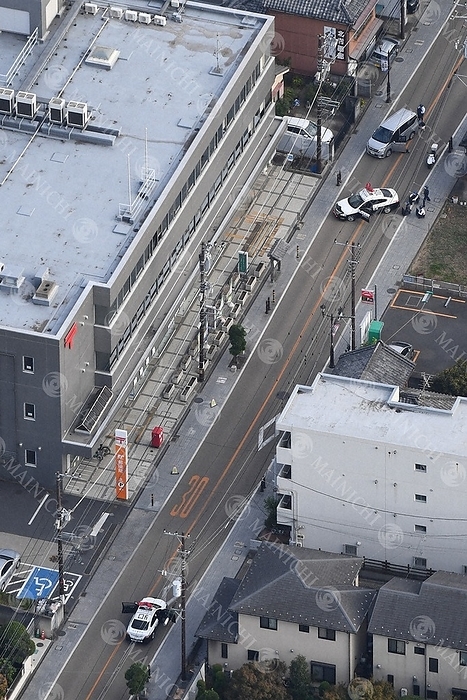 Shots fired at Saitama hospital  man holed up in post office The post office where the man in the shooting incident was holed up: photo by Natsuho Kitayama from the head office helicopter at 3:07 p.m. on October 31, 2023 in Warabi City, Saitama Prefecture.