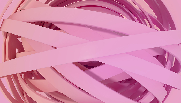 Intertwined pattern against pink background