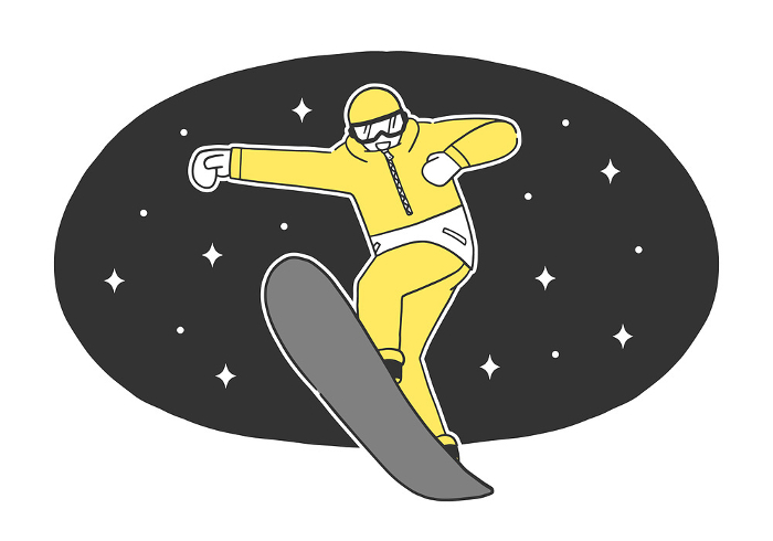 Clip art of man jumping on the slope with snowboard.