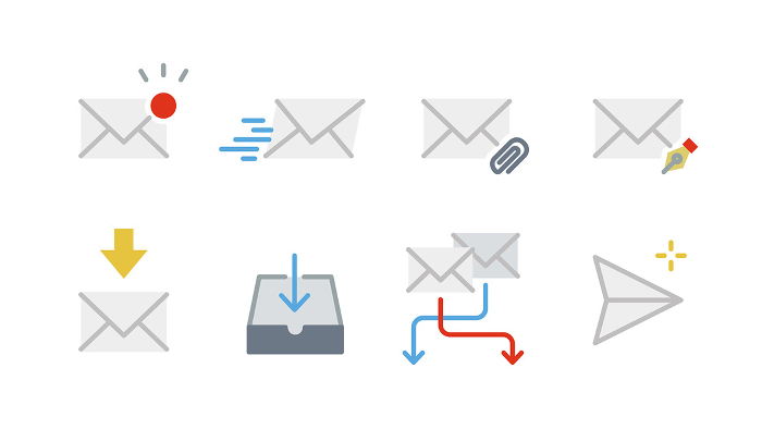 Various icon sets for sent/received, unread, attachment, sorting, etc. Variable line width