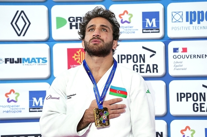 European Judo Championships Montpellier  Vedat Albayrak  TUR  on podium  during European Judo Championships Seniors on November 4, 2023 in Sud de France Arena Montpellier, France Photo by SCS Soenar Chamid AFLO  HOLLAND OUT  