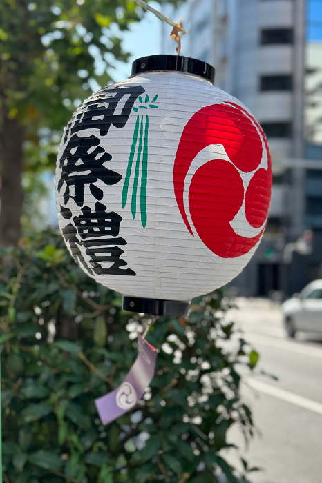 Traditional Japanese lanterns hung on street corners